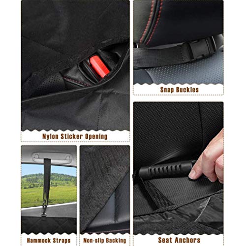 Fundas de Asientos de coches Perro Cubiertas del asiento de perro de coches, cubierta de asiento posterior del coche for los perros con malla Ventana de visualización / aletas laterales perro Hamaca,