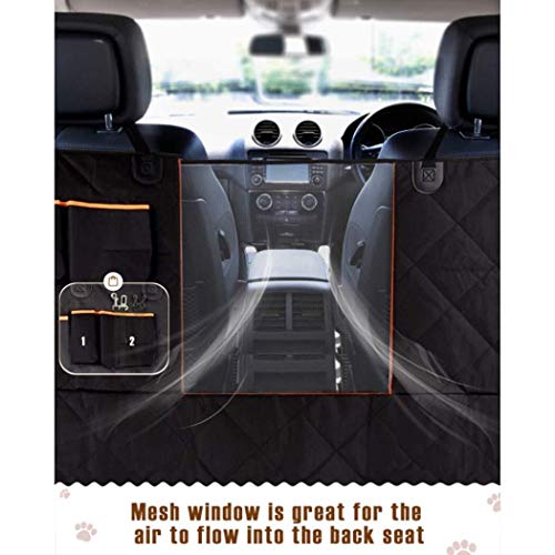 Fundas de Asientos de coches Perro Cubiertas del asiento de perro de coches, cubierta de asiento posterior del coche for los perros con malla Ventana de visualización / aletas laterales perro Hamaca,