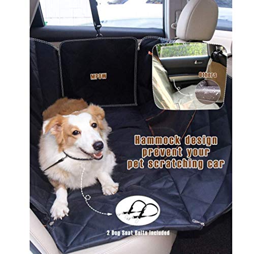 Fundas de Asientos de coches Perro Cubiertas del asiento de perro de coches, cubierta de asiento posterior del coche for los perros con malla Ventana de visualización / aletas laterales perro Hamaca,