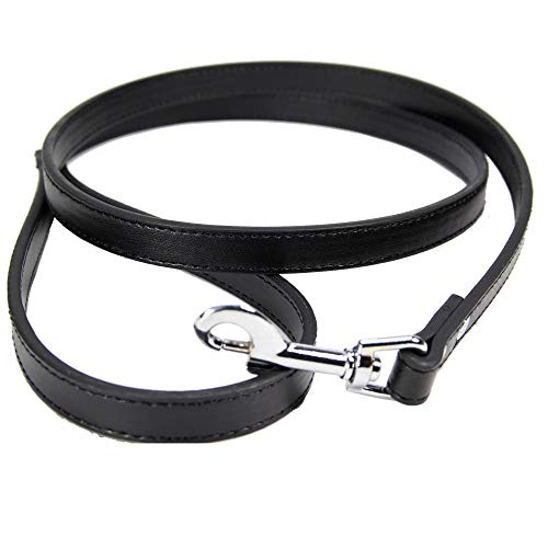 FZQ Tracción Cuerda Mascota Perro PU Material aleación Gancho Hebilla 1,5/2cm Ancho 120cm Largo Opcional fácil de Desmontar,Black,L