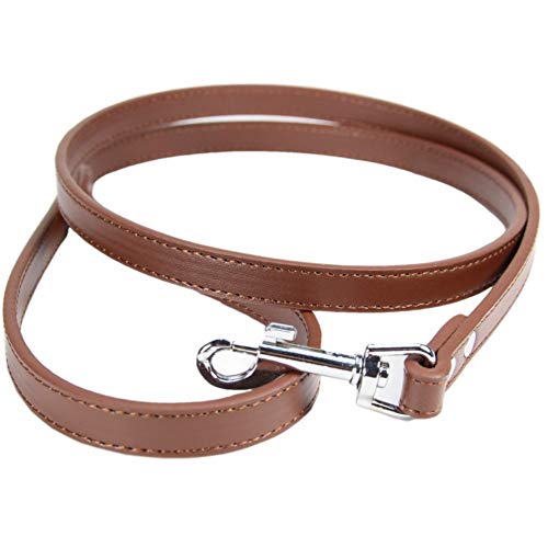 FZQ Tracción Cuerda Mascota Perro PU Material aleación Gancho Hebilla 1,5/2cm Ancho 120cm Largo Opcional fácil de Desmontar,Brown,L