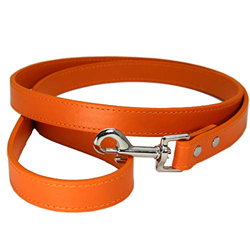 FZQ Tracción Cuerda Mascota Perro PU Material aleación Gancho Hebilla 1,5/2cm Ancho 120cm Largo Opcional fácil de Desmontar,Orange,L