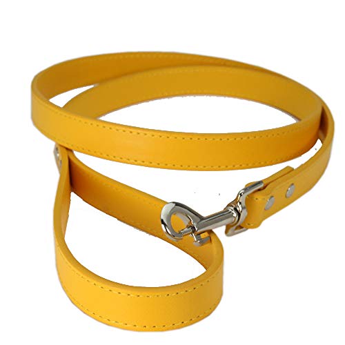 FZQ Tracción Cuerda Mascota Perro PU Material aleación Gancho Hebilla 1,5/2cm Ancho 120cm Largo Opcional fácil de Desmontar,Yellow,L