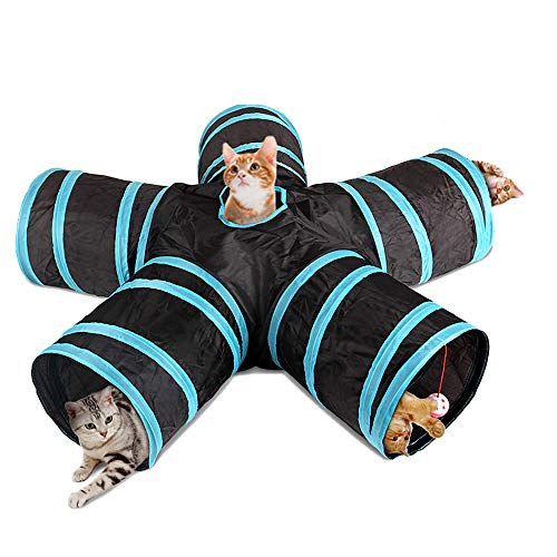 Galapara Túnel De 5 Vías para Gatos, Tamaño Grande, para Interior Y Exterior, Plegable para Mascotas, Juguete Gato Interactivo con Bolsa De Almacenamiento para Gato, Perro, Cachorro, Gatito, Conejo