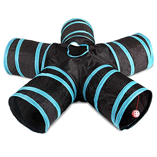 Galapara Túnel De 5 Vías para Gatos, Tamaño Grande, para Interior Y Exterior, Plegable para Mascotas, Juguete Gato Interactivo con Bolsa De Almacenamiento para Gato, Perro, Cachorro, Gatito, Conejo