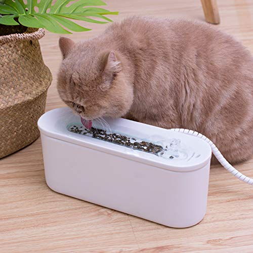 GBY Bebedero para Gatos, Fuente de cerámica para Mascotas con circulación automática de 1L, Fuente de Agua Que Fluye, Bebedero para Perros Gatos, Blanco, 31,2 * 10 * 12,2 cm