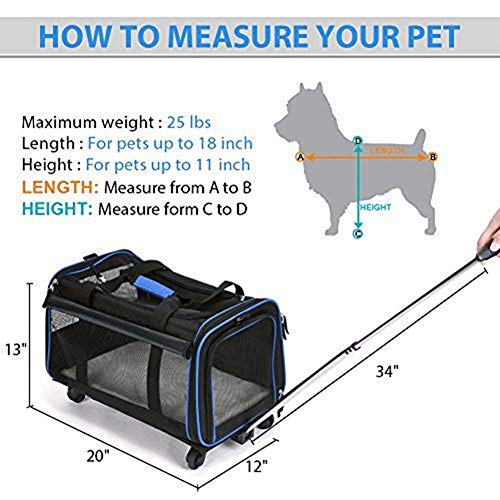 GBY Bolsa para Mascotas, Bolsa portátil para Mascotas, Jaula para Mascotas extraíble, Plegable y Bolsa para Mascotas de Remolque, 45 x 28 x 28 cm