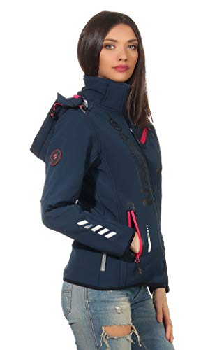 Geographical Norway - Chaqueta cortavientos impermeable multifunción para mujer, para el exterior azul marino S