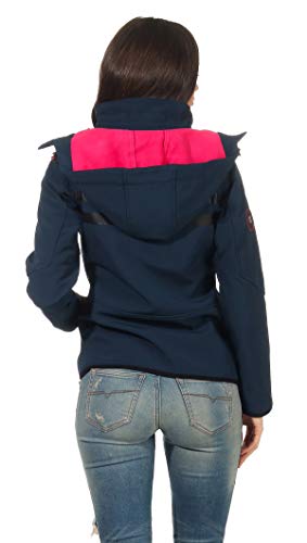 Geographical Norway - Chaqueta cortavientos impermeable multifunción para mujer, para el exterior azul marino S