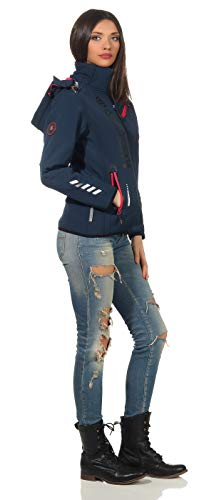 Geographical Norway - Chaqueta cortavientos impermeable multifunción para mujer, para el exterior azul marino S