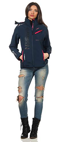 Geographical Norway - Chaqueta cortavientos impermeable multifunción para mujer, para el exterior azul marino S