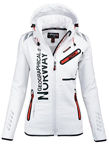 Geographical Norway - Chaqueta cortavientos impermeable multifunción para mujer, para el exterior, Otoño-Invierno, Chaqueta softshell., Manga larga, Mujer, color Blanco, tamaño M