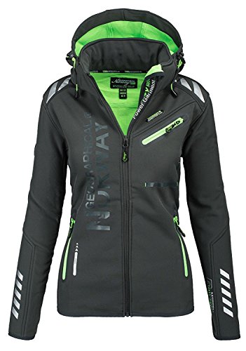 Geographical Norway - Chaqueta cortavientos impermeable multifunción para mujer, para el exterior, sintético., Chaqueta softshell., Manga larga, Mujer, color Blanco 007, tamaño S