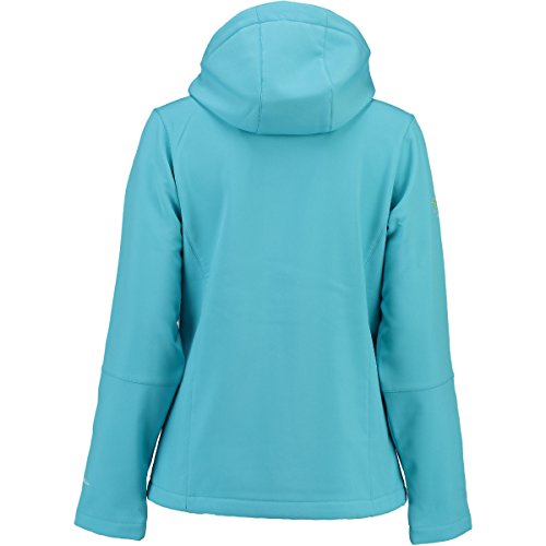 Geographical Norway Outdoor Platinum Turbo-Dry - Chaqueta softshell con capucha para mujer, Todo el año, Chaqueta softshell, Manga larga, Mujer, color turquesa, tamaño L