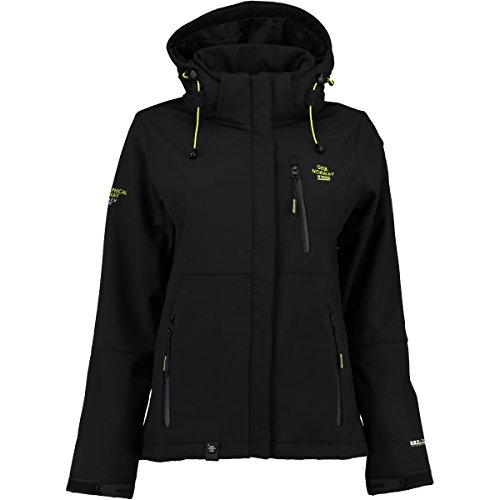 Geographical Norway Outdoor Platinum Turbo-Dry - Chaqueta softshell con capucha para mujer, Todo el año, Softshell Jacket, Manga larga, Mujer, color Negro
, tamaño S