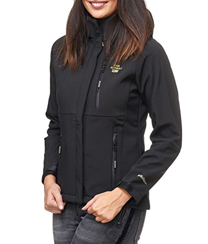 Geographical Norway Outdoor Platinum Turbo-Dry - Chaqueta softshell con capucha para mujer, Todo el año, Softshell Jacket, Manga larga, Mujer, color Negro
, tamaño S