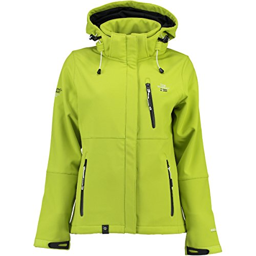 Geographical Norway Outdoor Platinum Turbo-Dry - Chaqueta softshell con capucha para mujer, Todo el año, Softshell, Manga larga, Mujer, color Limón., tamaño L