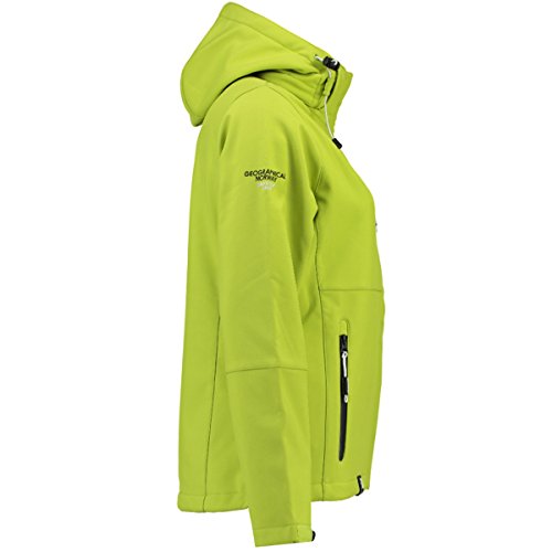 Geographical Norway Outdoor Platinum Turbo-Dry - Chaqueta softshell con capucha para mujer, Todo el año, Softshell, Manga larga, Mujer, color Limón., tamaño L