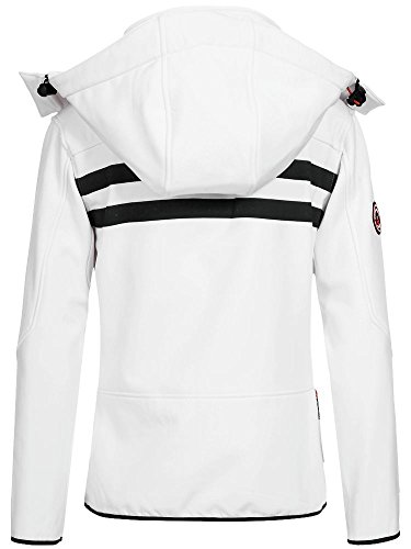 Geographical Norway Romantic Turbo-Dry - Chaqueta para mujer (softshell, con capucha extraíble), otoño-invierno, Chaqueta softshell., Mujer, color blanco/coral., tamaño M