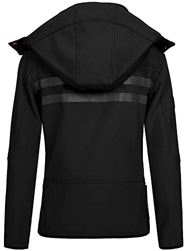 Geographical Norway Romantic Turbo-Dry - Chaqueta para mujer (softshell, con capucha extraíble), otoño-invierno, Chaqueta softshell., Mujer, color Color negro y rosa., tamaño L