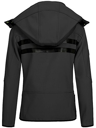 Geographical Norway Romantic Turbo-Dry - Chaqueta para mujer (softshell, con capucha extraíble), otoño-invierno, Chaqueta softshell., Mujer, color gris oscuro, verde, tamaño S