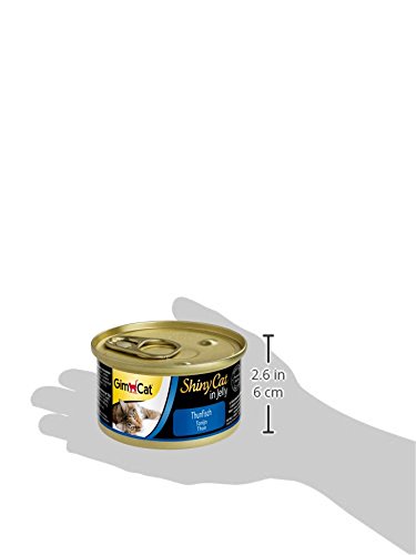 GimCat ShinyCat in Jelly – Comida para gatos con pescado en gelatina para gatos adultos – Atún – 24 latas (24 x 70 g)