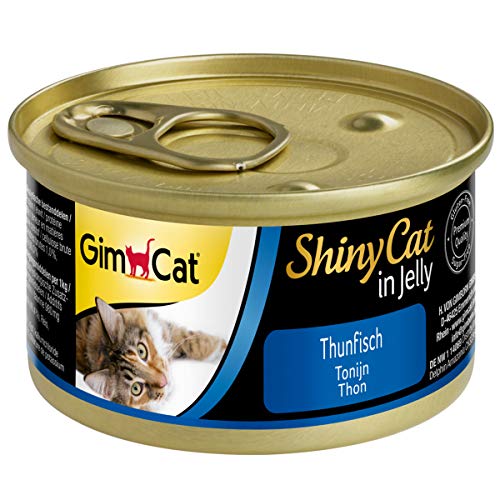 GimCat ShinyCat in Jelly – Comida para gatos con pescado en gelatina para gatos adultos – Atún – 24 latas (24 x 70 g)