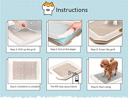 Gmjay Puppy Potty Training Interior Flat Dog Toilet Pad Grid Bandeja de Inodoro para Perros para Proteger Los Pisos Suministros de Mascotas Limpios,White,XL