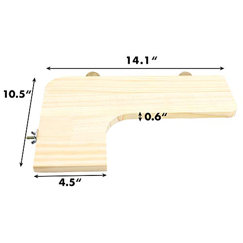 GNB PET Natural Madera Estar Plataforma,L Forma Trampolín para Hamster Chinchilla,Ratón,Rata,Jerbo con 304 Inoxidable Acero Arandelas