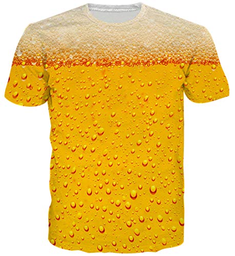 Goodstoworld Cerveza Tiger Camiseta 3D Golden Imprimir Hombres Mujeres Verano Casual de Manga Corta Personalizada Camiseta tee Tops pequeños