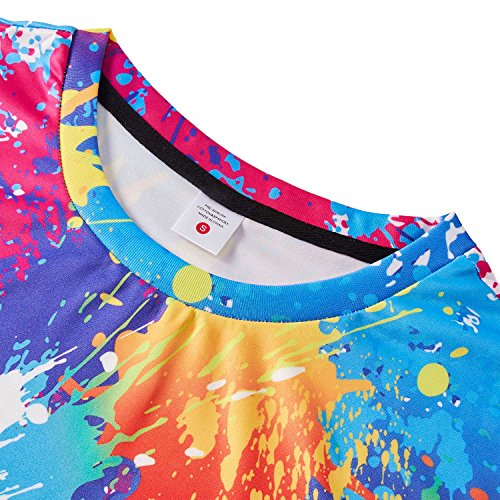 Goodstoworld Galaxy Gato del Espacio Pizza de impresión en 3D T Camisa de los Hombres Verano de Las Mujeres de la Novedad Camiseta de Manga Corta Casuales Tops T Small