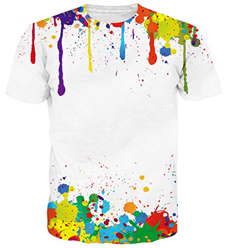 Goodstoworld para Mujer para Hombre Colorido de fusión de Pintura de impresión en 3D Camiseta de Verano de la Novedad Camiseta de Manga Corta Casuales Tops T Grande