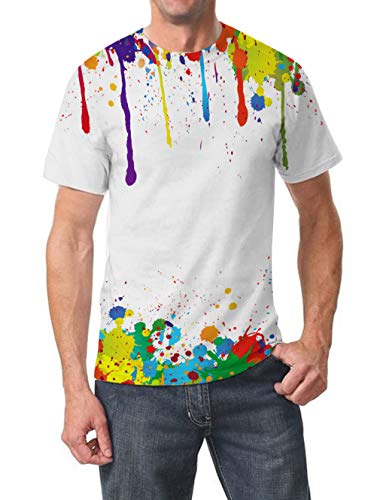 Goodstoworld para Mujer para Hombre Colorido de fusión de Pintura de impresión en 3D Camiseta de Verano de la Novedad Camiseta de Manga Corta Casuales Tops T Grande