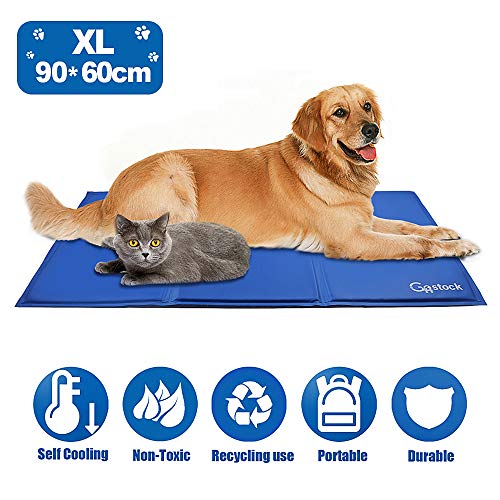 GoStock Pet Cool Mat Estera de Enfriamiento para Mascotas Estera de Enfriamiento para Perros y Gatos Alfombra de Hielo para Mascotas Estera para Mascotas para Jaulas, Casetas y Camas (90 * 60 cm)