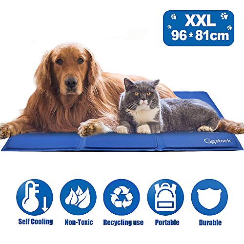 GoStock Pet Cool Mat Estera de Enfriamiento para Mascotas Estera de Enfriamiento para Perros y Gatos Alfombra de Hielo para Mascotas Estera para Mascotas para Jaulas, Casetas y Camas (96 * 81 cm)