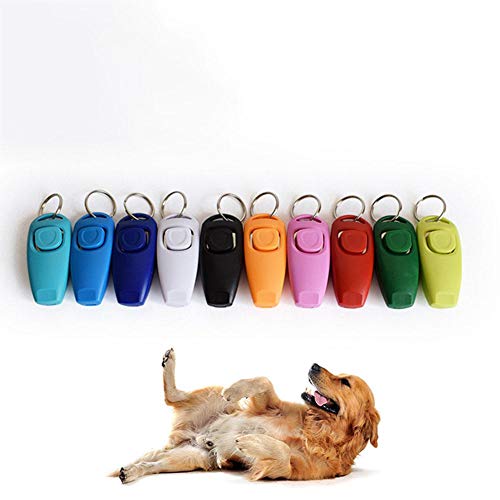 Gouen multifunción Pets Clicker Whistle Dog Trainer Clicker con Llavero Pet Puppy Trainer Dog Flauta, Blanco,