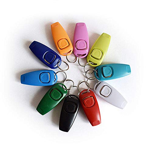 Gouen multifunción Pets Clicker Whistle Dog Trainer Clicker con Llavero Pet Puppy Trainer Dog Flauta, Blanco,