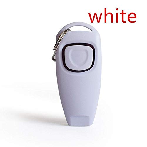 Gouen multifunción Pets Clicker Whistle Dog Trainer Clicker con Llavero Pet Puppy Trainer Dog Flauta, Blanco,