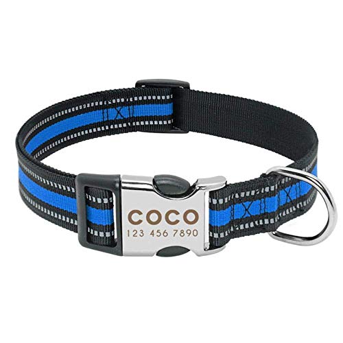 GOUSHENG collar Mascotas Perros Cuello De Perro Personalizado Collar De Etiqueta De Perro De Nylon Reflectante Para Mascotas Collar De Identificación De Perro Personalizado Collares Grabados Para Perr