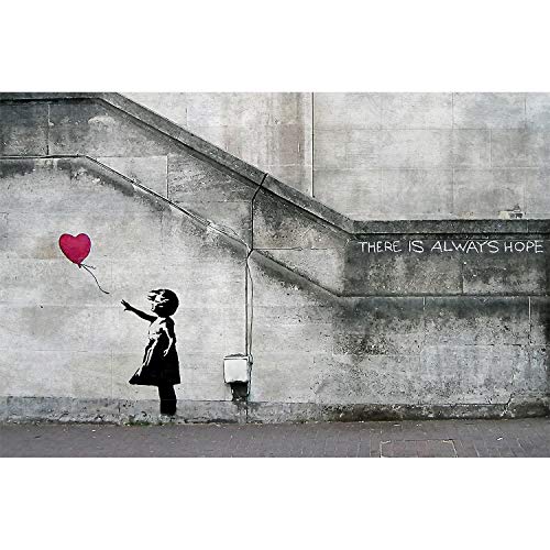 GREAT ART XXL Póster – Banksy Niña con Globo – Mural Balloon Girl Siempre Hay Esperanza, Estilo Urbano En Londres Arte Callejero Plantilla Cartel De La Foto Y Decoración 140 x 100 cm