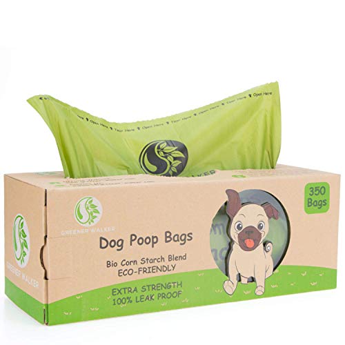 Greener Walker - Bolsas para desechos de Perro, 350 Bolsas para Caca en un Rollo Grande, Extra Gruesas y Fuertes, 100% a Prueba de Fugas, biodegradables, para Caca de Perro (Verde)