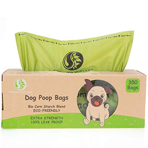 Greener Walker - Bolsas para desechos de Perro, 350 Bolsas para Caca en un Rollo Grande, Extra Gruesas y Fuertes, 100% a Prueba de Fugas, biodegradables, para Caca de Perro (Verde)