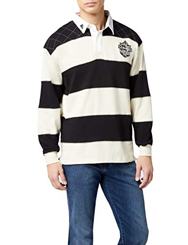 Guinness Camisetas de manga larga de rugby y fútbol, para hombre, talla 39/40, color negro/crema