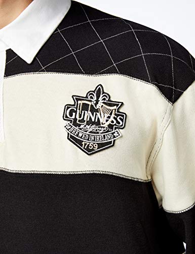 Guinness Camisetas de manga larga de rugby y fútbol, para hombre, talla 39/40, color negro/crema