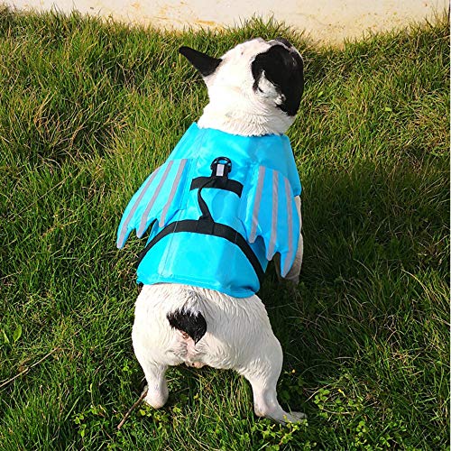 Gulunmun Dog Life Jacket Float Coat Deportes acuáticos Swim Aid Chaleco Salvavidas para Perros Mascota con Mango y reflectores Azul, XXL