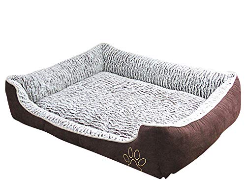 GUOCU Cómodo Casa para Mascotas Desmontable Lavable Rectangular Perrera Canasta de Perro Mascota Casa Suave Sofá Marrón L