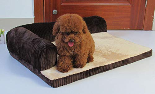 GUOCU Suministros para Mascotas Sofá Cama Rectangular con Cojín Color Sólido Lavable Cuatro Temporadas Disponibles Cama para Perros Gato Cojín Marrón M