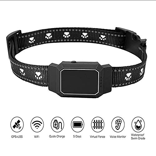 HAJZF Mini Rastreador De Mascotas GPS/gsm/GPRS, Localizador Global En Tiempo Real A Prueba De Agua En El Cuello, Monitoreo De Voz A Distancia para Perros Y Gatos,Black