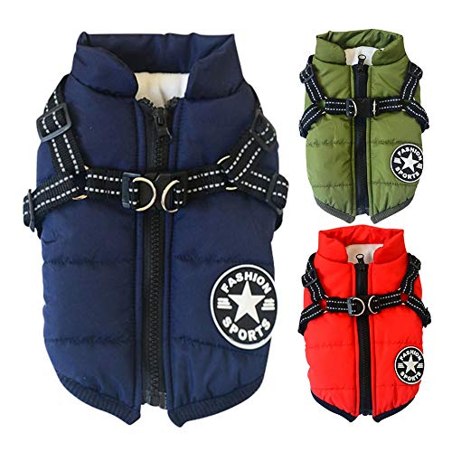 Handfly Ropa para Perros para Perros pequeños Abrigo para Perros Chaqueta de Invierno Ropa para Perros Abrigo para Perros Chaqueta para Perros de Invierno cálido con arnés para Perros pequeños