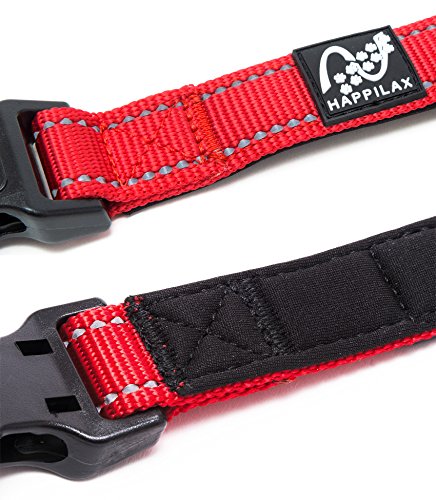 Happilax Collar Perro Mediano Acolchado, Ajustable y Reflectante, Rojo